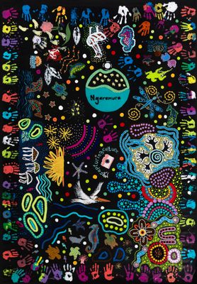 The first three decades (decade 3), Coomaditchie artists and community members, 2022, acrylic on unstretched canvas, 302cm x 213.5 cm.
Coomaditchie United Aboriginal Corporation