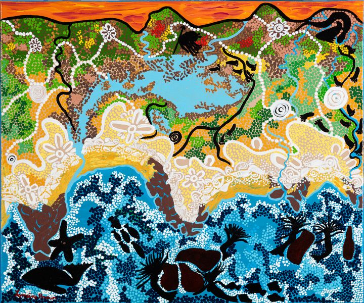 Between the mountains and the sea, Lorraine Brown and Narelle Thomas, 2008. Photo © Bernie Fisher, 2022. Artworks © the artists