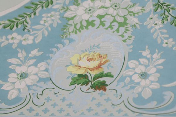 Close-up on a wallpaper laid out ready for digitisation, Museums Discovery Centre