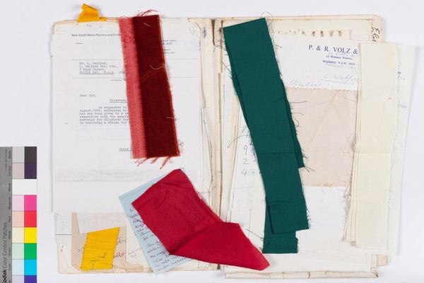Pages from Leslie Walford's working file for the making of curtains for the drawing room at Elizabeth Bay House