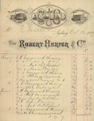 Goods supplied by Robert Harper and Co to grocer George Hill