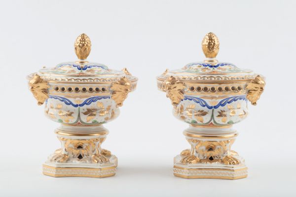 Pair of porcelain pastille burners, cira 1810